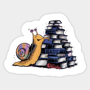 Snail on Books - Over Procrastination Sticker